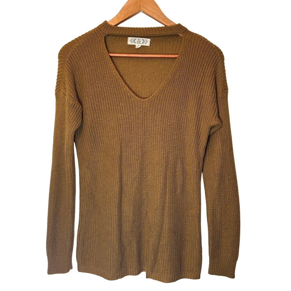 Pink Rose Label Brown Sweater Neckline Peep Women's size Medium